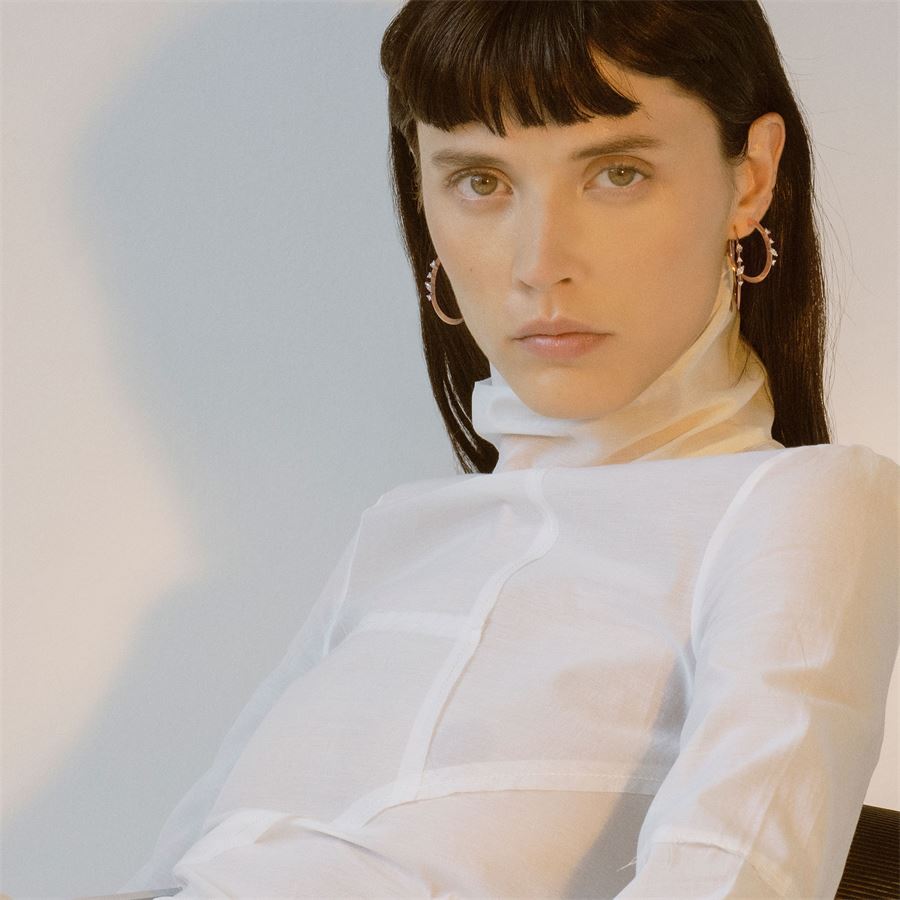Big size 'Balance' hoop earrings in pink gold BALANCE | OR CERCHIO BIGAU9R CT 0,32